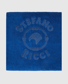 Stefano Ricci Blue terry towel with embroidered emblem YTELM04E9UEAGLE2