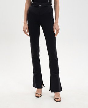 Off-White Black flared pants with OFF logo print 2CD023C99JER001