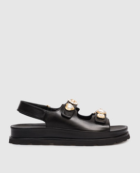 Stuart Weitzman Socharming Mary black leather sandals SN122
