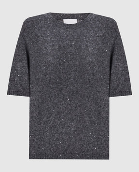 Allude Gray cashmere and silk top with sequins 26577103