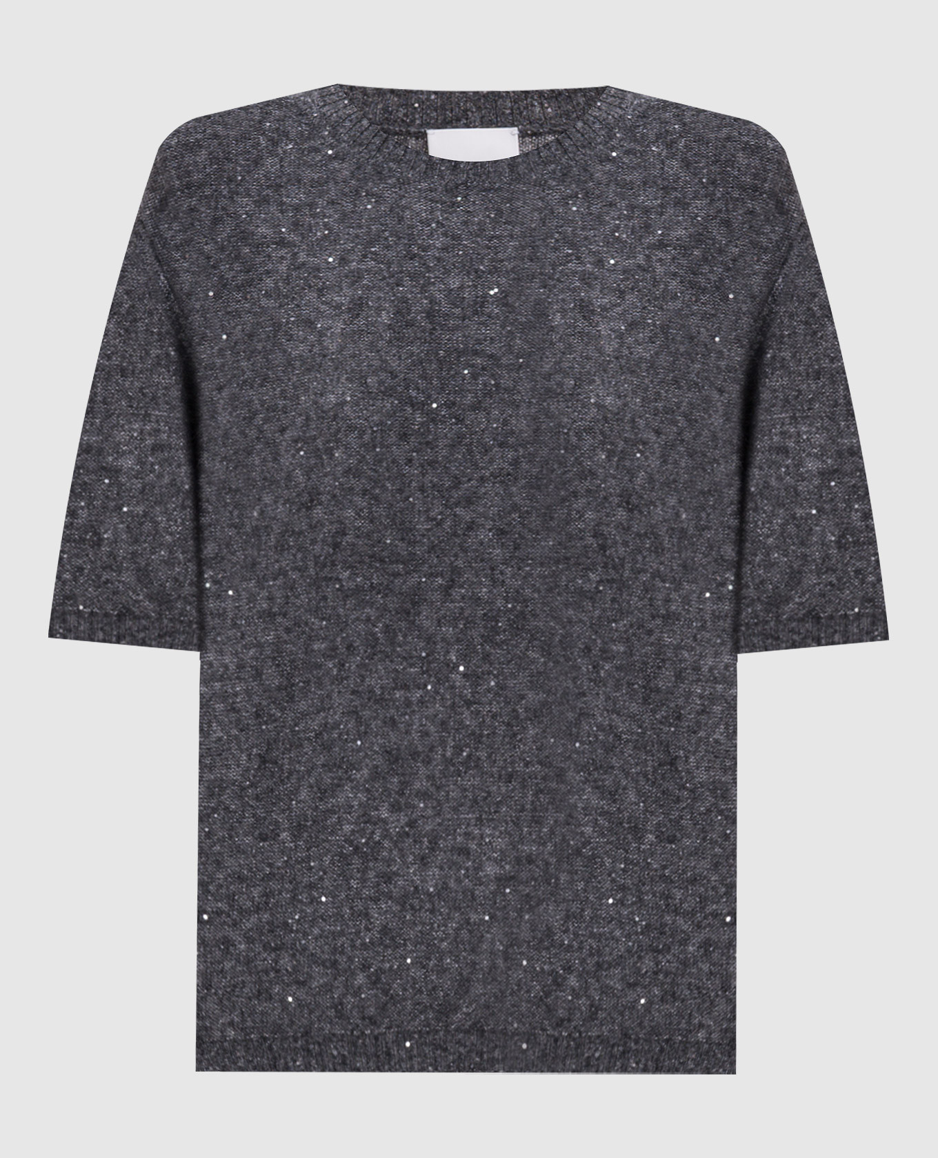 Gray cashmere and silk top with sequins