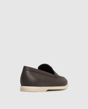 Stefano Ricci Brown leather loafers with emblem UC64G2428MR