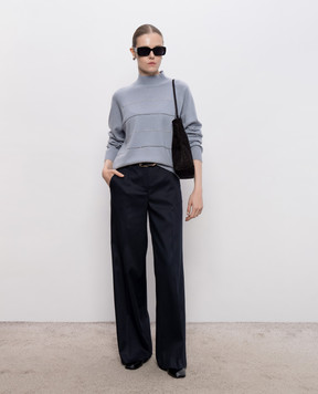 Peserico Blue wool, silk and cashmere sweater with monil chain A99866F1209283