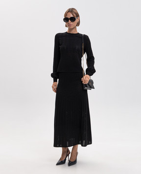 Twinset Black midi skirt with openwork pattern 262TP3122