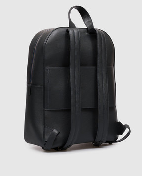 Serapian Dark blue leather backpack with weaving SRCMOMLL738431A021