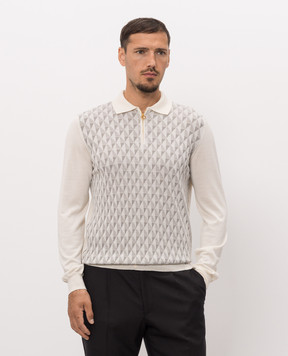Stefano Ricci Ivory polo shirt with pattern KE08021P30E26371
