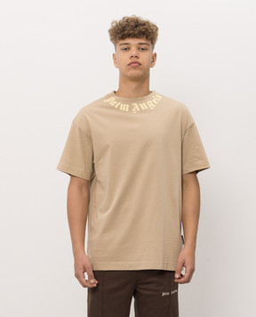 Palm Angels Beige T-shirt with logo print PAMAA001JR001