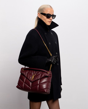 Saint Laurent Burgundy PUFFER leather messenger bag 5774751EL07