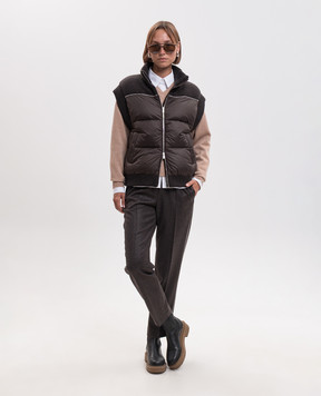 Peserico Brown wool pants with monil chain A0407203359