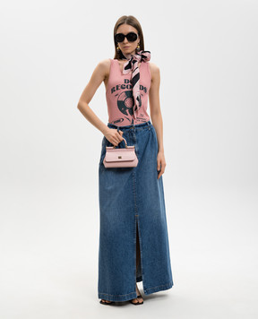 Dolce&Gabbana Pink ribbed top with DG Records print F8V40TGDDND