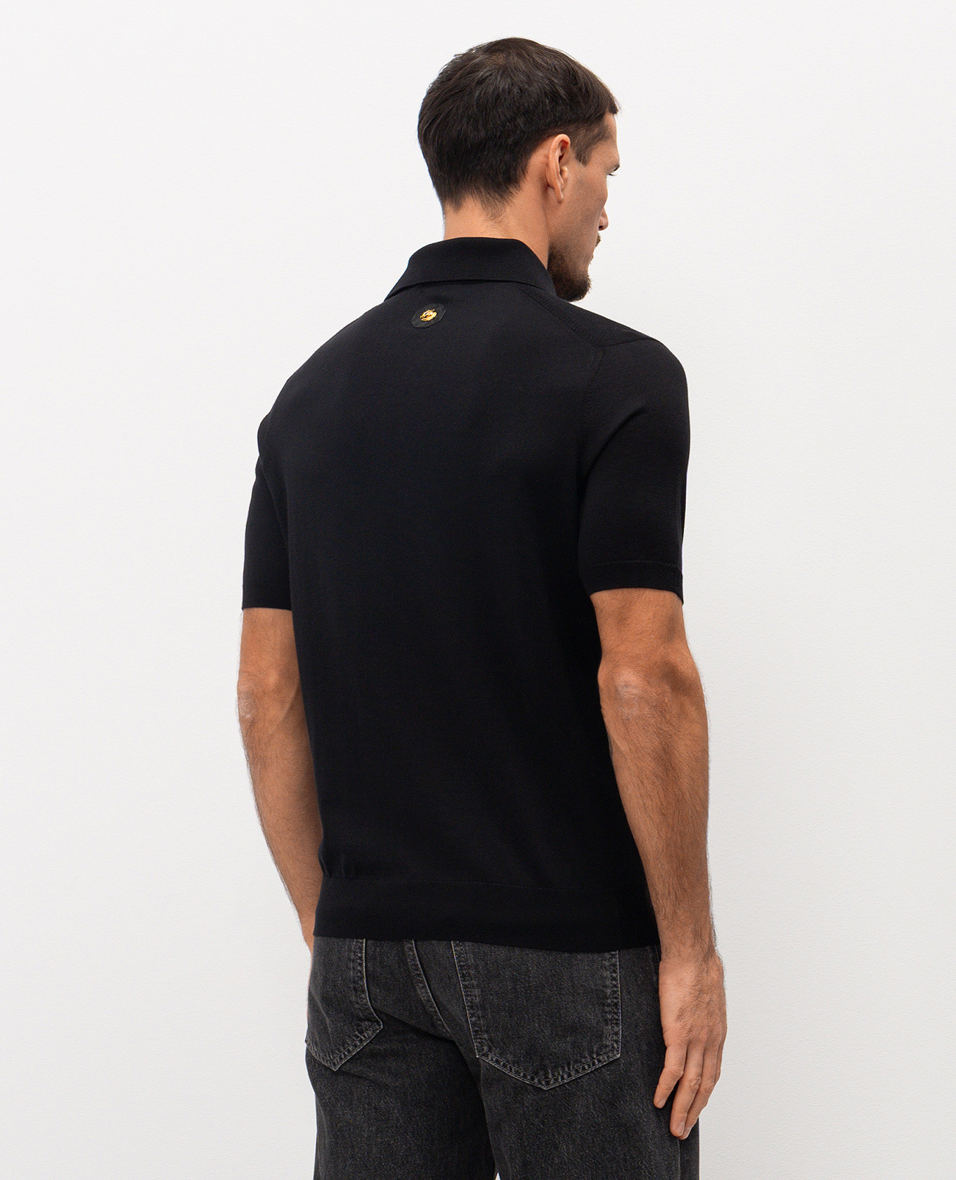 Black silk polo with emblem Stefano Ricci 4