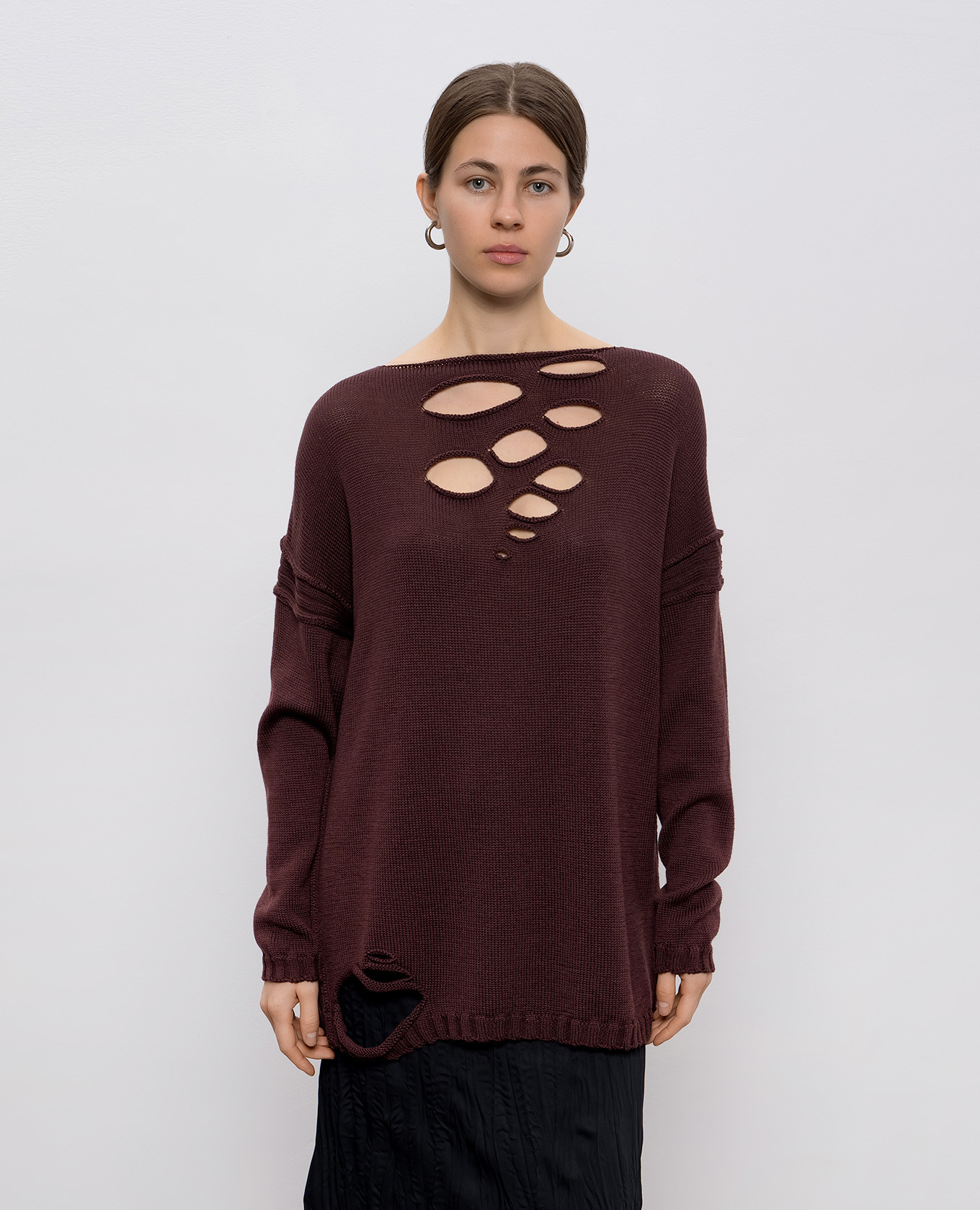Burgundy merino wool sweater Masnada 3