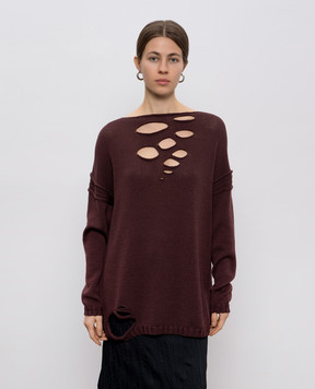 Masnada Burgundy merino wool sweater 79A02