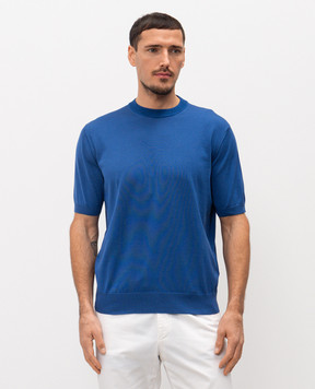 Stefano Ricci Blue silk T-shirt K616006G12F26102