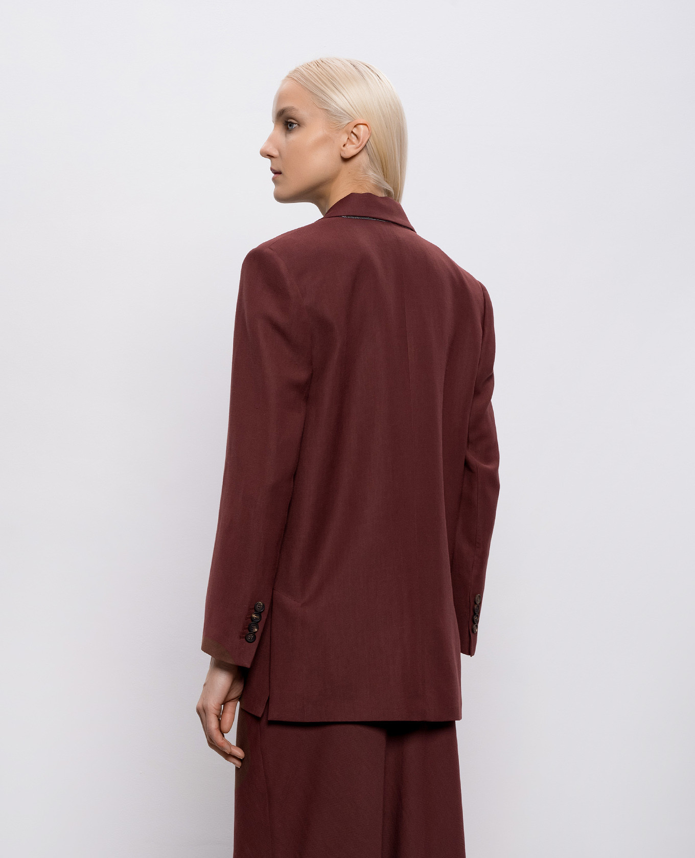 Burgundy jacket with linen Brunello Cucinelli 4
