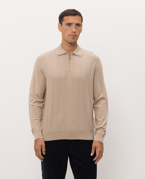 Stefano Ricci Beige wool and silk polo shirt KE06017P30E26303