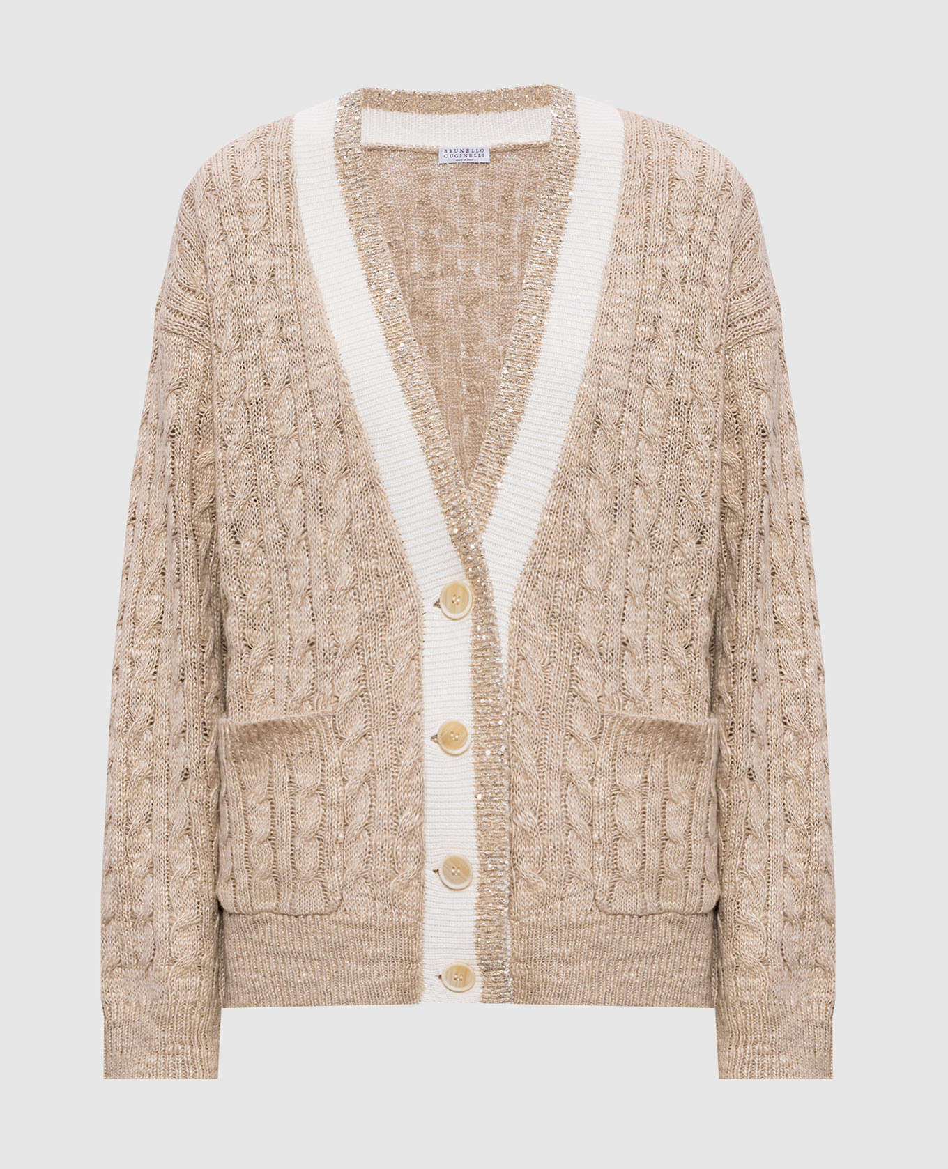 Beige hemp and silk cardigan