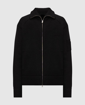 Juun.j Black wool cardigan with logo JC6251P815