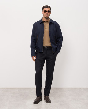 ISAIA Brown wool, silk and cashmere polo shirt MG8087Y0374