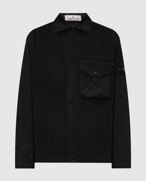 Stone Island Black shirt-style jacket with logo patch L2S151200001S0404