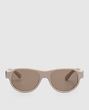 Stefano Ricci Beige Safari sunglasses with crocodile leather SG005UCS