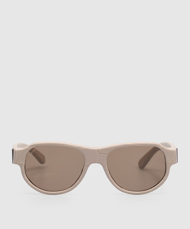 Beige Safari sunglasses with crocodile leather