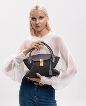 Balmain Grey suede Pulse Day bag with logo embossing HN1DA067LTXC