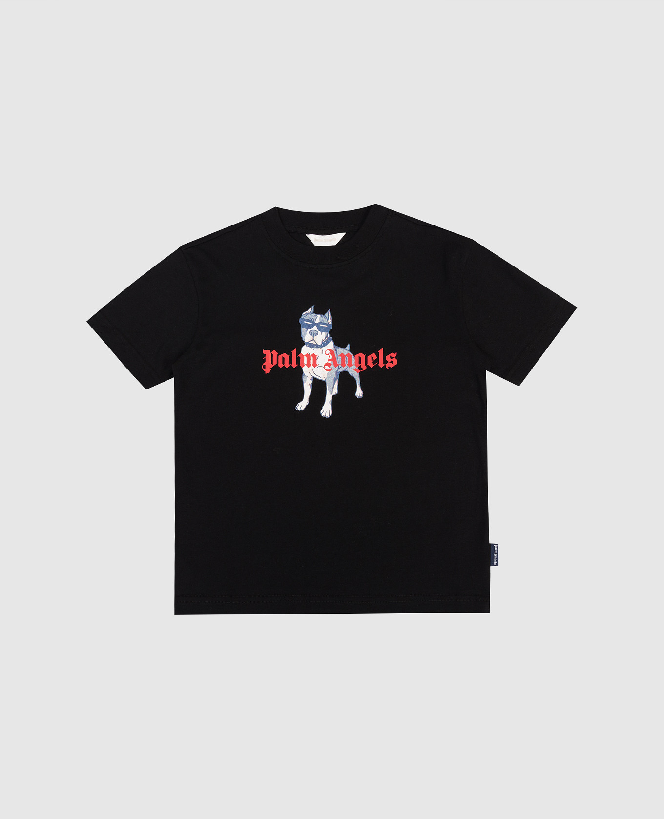 Children's black T-shirt with branded print