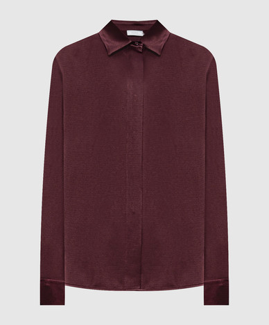 Burgundy blouse with monil chain