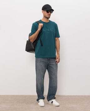 Balmain Green T-shirt with embroidered logo HH1EG000BD60
