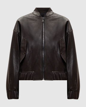 Babe Pay Pls Brown leather bomber jacket 2411NATUREL