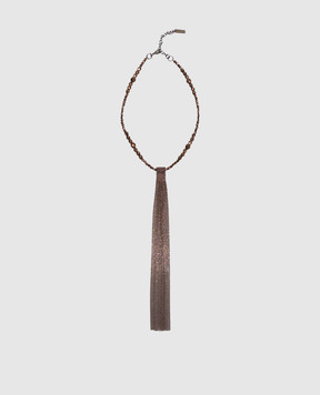 Peserico Brown necklace with beads and monil chain A35533C0CC905