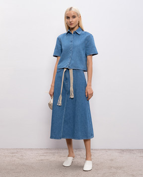 Agnona Blue denim shirt with linen TD1119YU2131