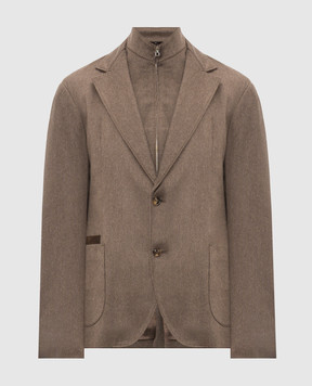 Brett Johnson Brown cashmere blazer with placket FW26B72ZE992CHE