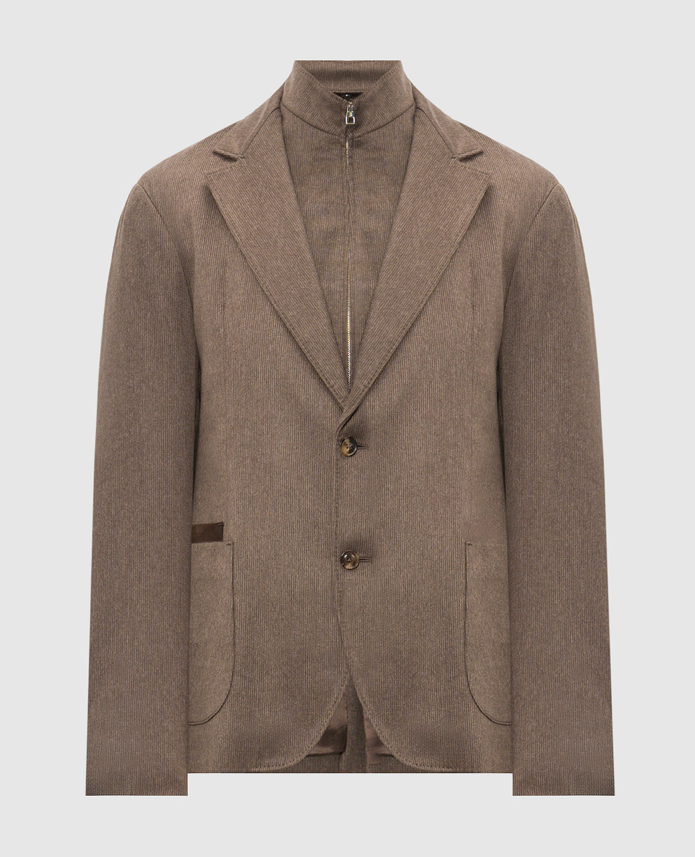 Brown cashmere blazer with placket