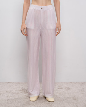 Allude Pink striped wool and cashmere pajama pants 25517751
