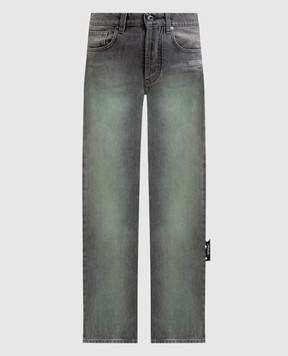 Off-White Gray jeans with a worn effect 2YA069S26DEN003