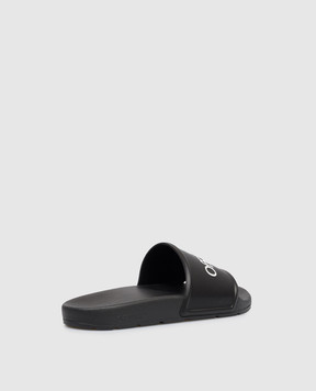 Off-White Black sliders with textured logo OWIU001S26MAT002
