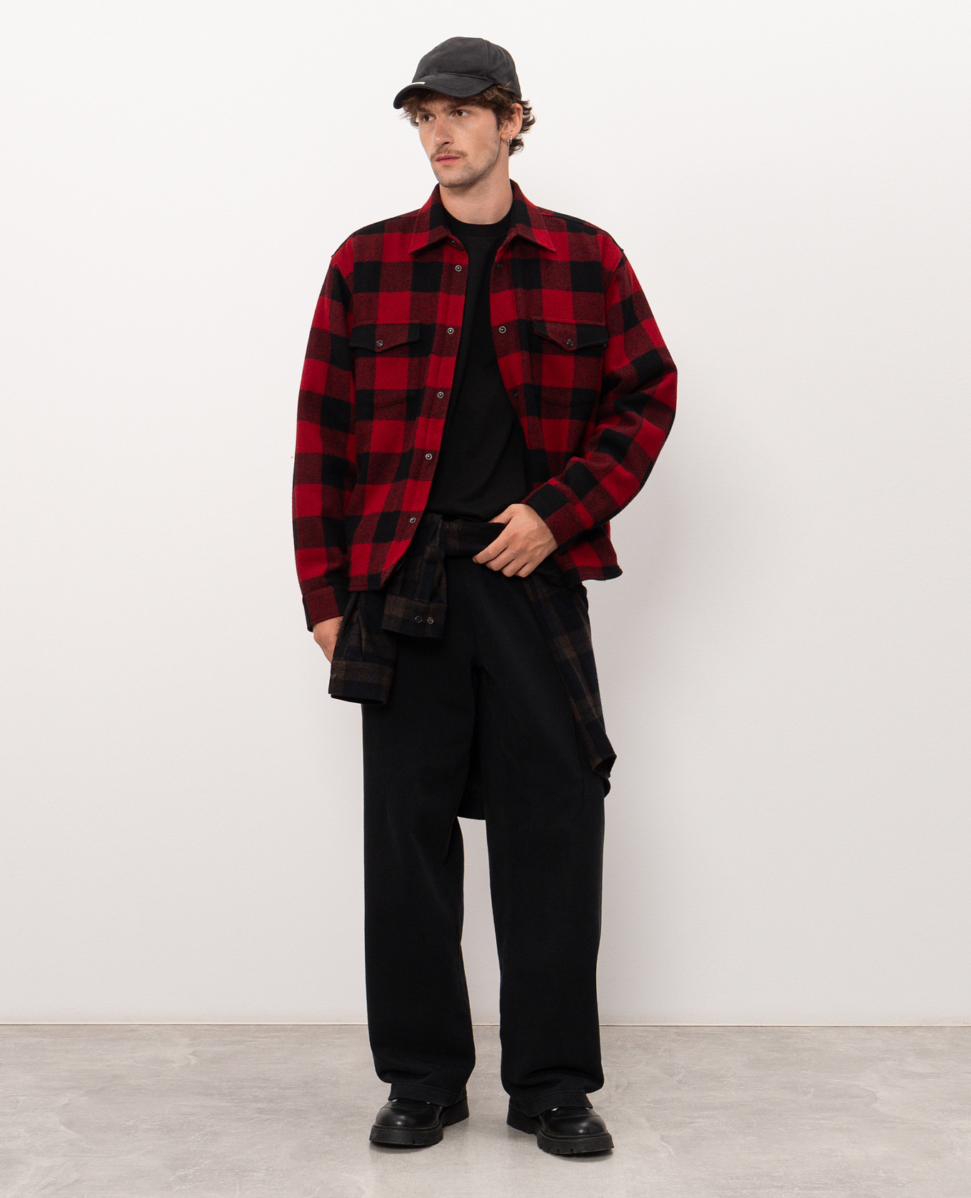 Red checked wool shirt jacket Vetements 2