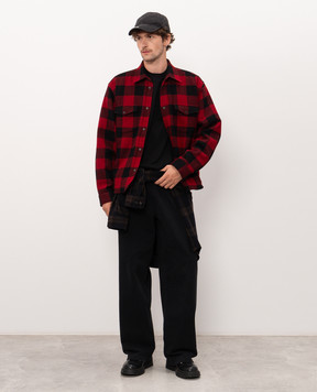 Vetements Red checked wool shirt jacket MH27SH066RCm