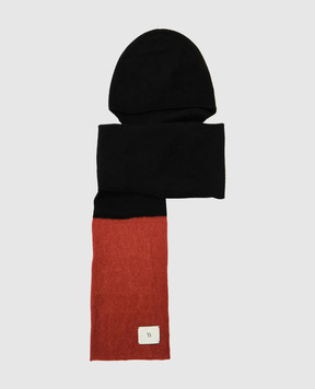Y`S Yamamoto Black cashmere hooded scarf YWA14194