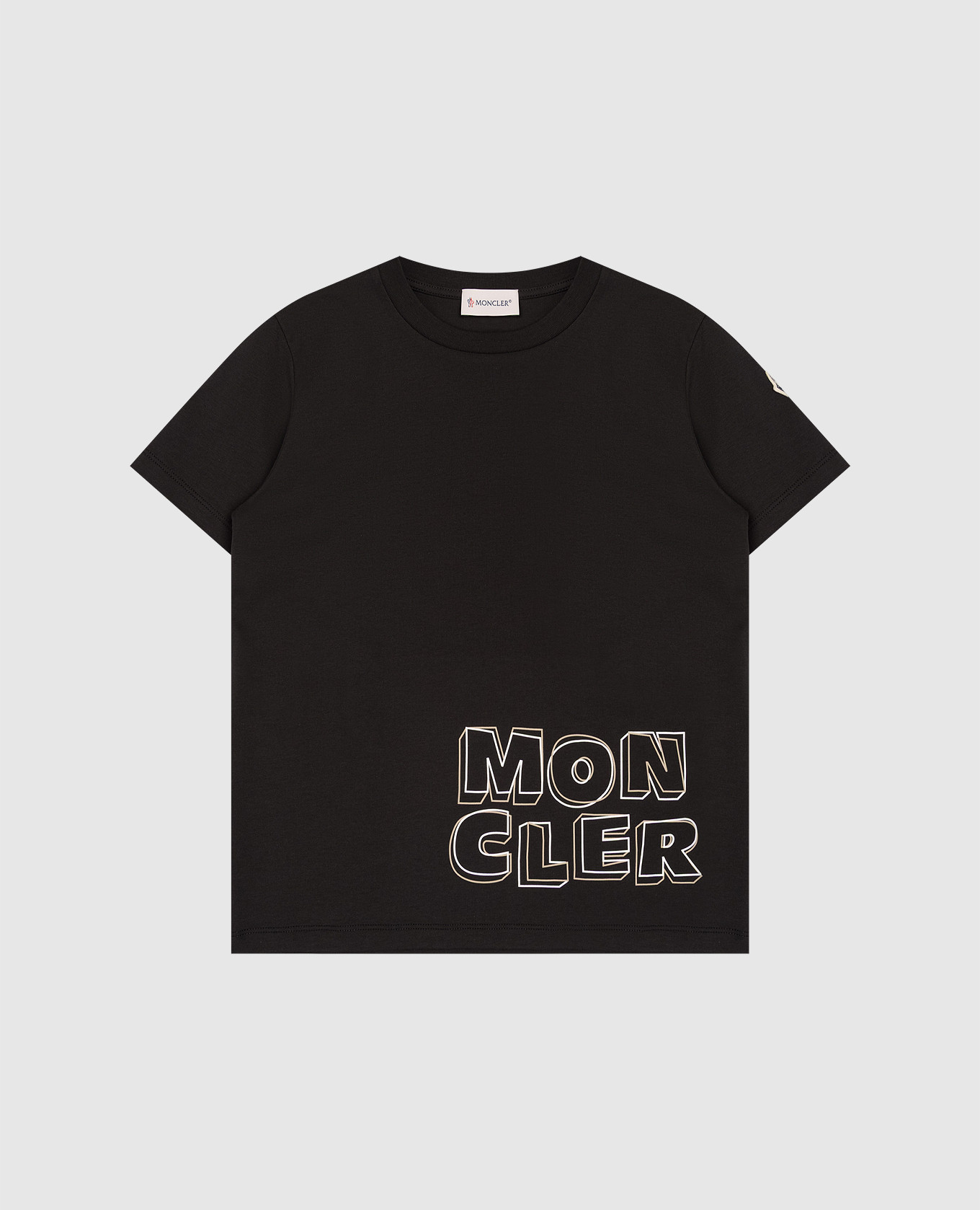 Children's black T-shirt with logo print