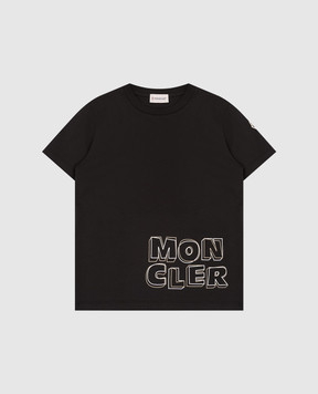 Moncler ENFANT Children's black T-shirt with logo print L19548C0000689AFV810