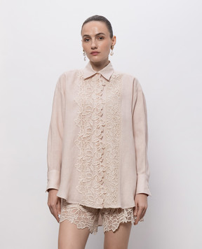 Ermanno Scervino Life Pink linen shirt with lace D484K611GQI