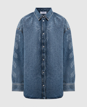 Off-White Blue denim shirt with print 2FB00664T