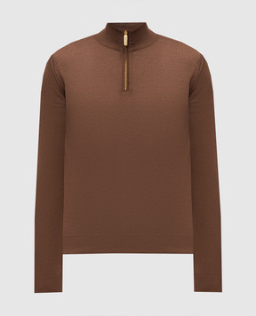 Stefano Ricci Brown cashmere and silk polo shirt K606125L01F26302
