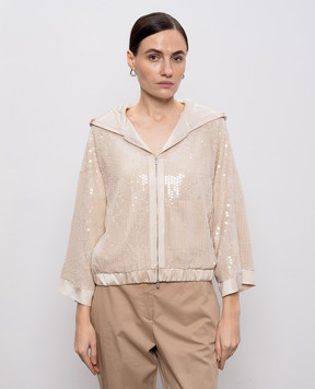 Peserico Beige sports jacket with sequins and glitter A2105403702