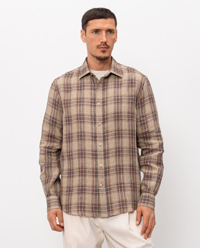 Agnona Beige linen check shirt TD09U2YQ3005