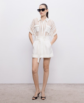 Christy Lynn Madeleine white jumpsuit with linen CLJS12N22