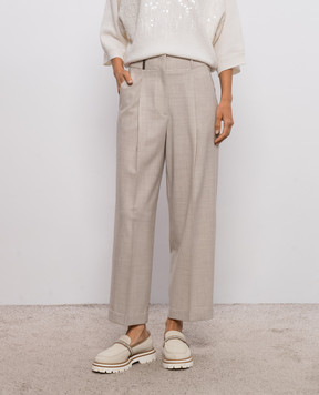Peserico Beige wool trousers with lapels A04579D06413